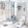 thumbnail image 4 of 4pcs Set Starfish Shower Curtain Pedestal Rug Lid Toilet Cover Mat Non Slip Bath Mat, 4 of 11