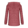 thumbnail image 5 of yoeyez Fall Sweaters for Women Knit Long Sleeve Hoodie Laides Striped Knitted Sweatshirts Loose Casual Fashion Clothes Red,XL, 5 of 6