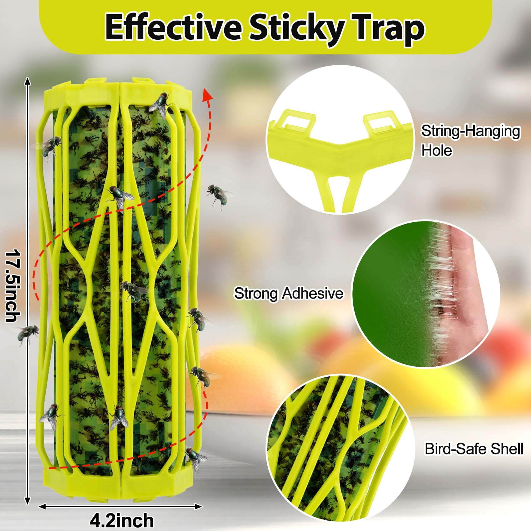 2 Pack Carpenter Bee Traps for Outside Wasp Trap Outdoor Hanging, Wasp Fly Catcher Fly Trap Indoor Killer Hunter for Hornet, Gnat, Mosquito, Flying Insect