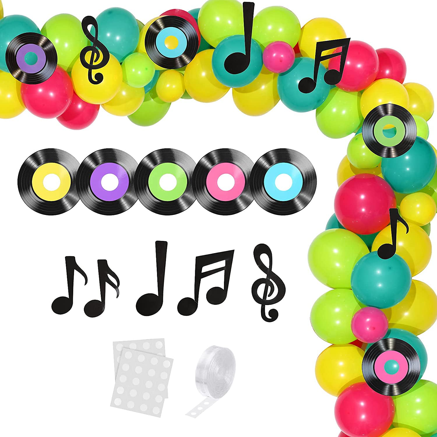 8 Styles 40 Pieces Records Cutouts Colorful Record Decoration 1950s Party Decorations for Theme Party Favors