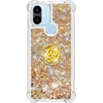 thumbnail image 2 of Glitter Clear Sparkly Bling Case for Xiaomi Redmi A1, Rugged Shockproof Flowing Liquid Floating Cover for Women with Ring Holder Phone Case for Xiaomi Redmi A1  Gold, 2 of 14