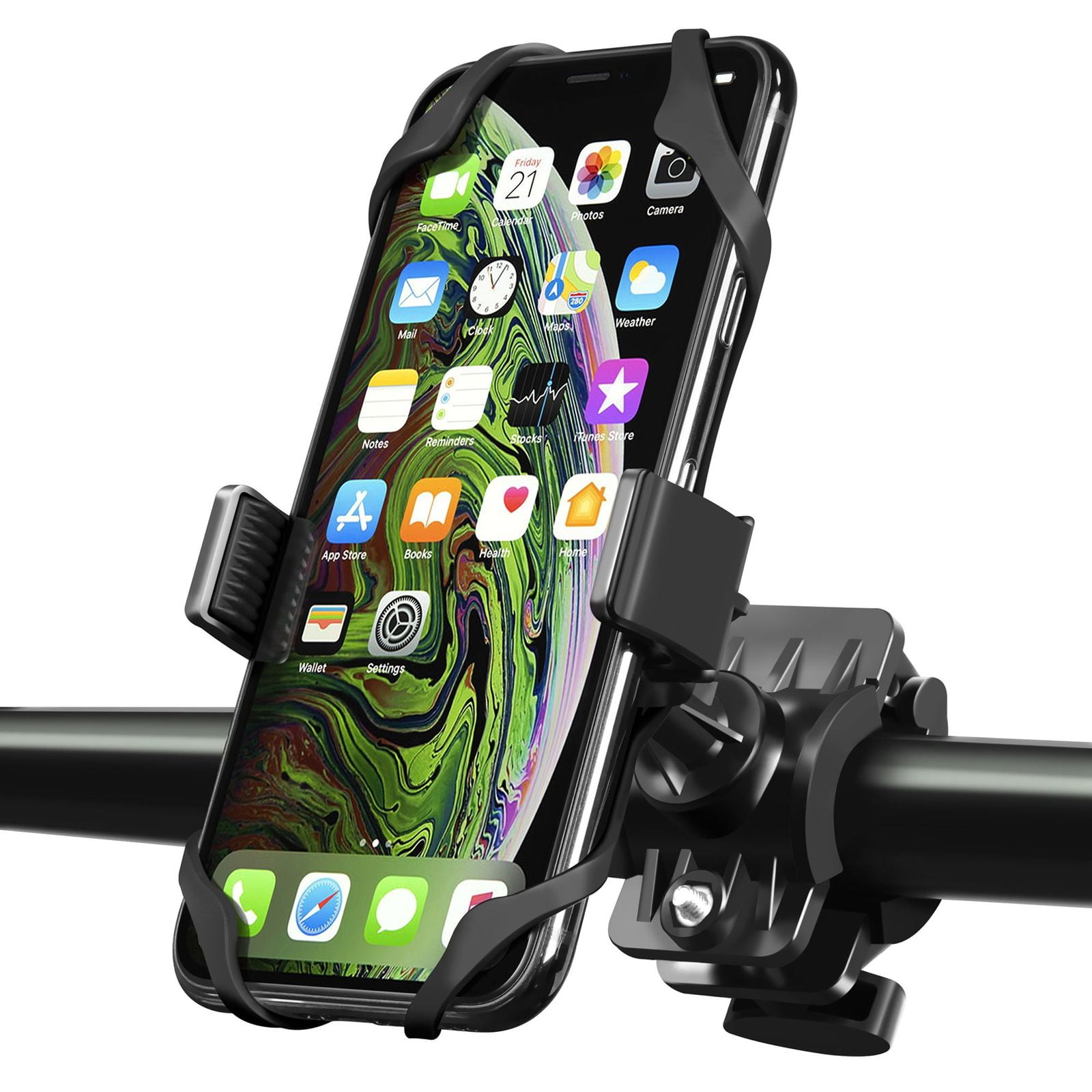 Black Aluminum Motorcycle Motorbike Handlebar Mount Phone Holder USB Charger USA 