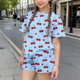 thumbnail image 3 of Iyufng Girls Outfit Sets 2 Pieces, Summer Printed Casual T-Shirt and Shorts Sets, 3 of 6