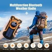Prociv Emergency Radio Hand Crank Solar 5000mAh, IP65 Waterproof Dustproof Bluetooth 5.3 Portable AM/FM/NOAA Weather Alert Radio with Flashlight, Phone Charger, SOS, Headphone Jack Orange