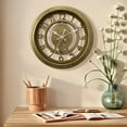 thumbnail image 2 of Unique Bargains Rustic Farmhouse Gear Clock with Moving Gears Wall Clock Gold, 2 of 6