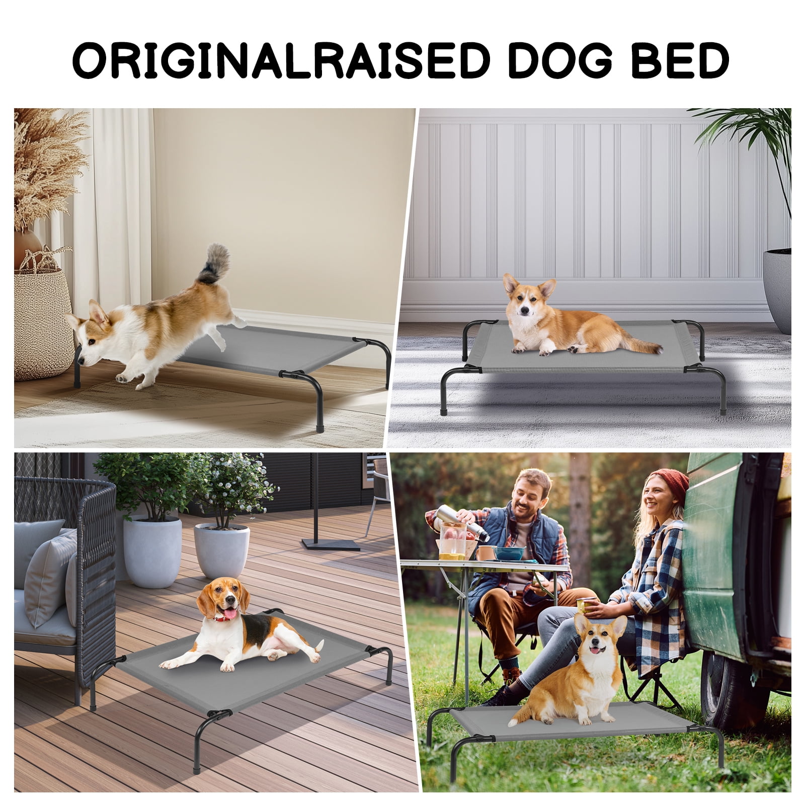 Ktaxon 43"D x 26"W  Dogs Pets, Outdoor Elevated Dog Bed Fits Up to 150 lbs, Washable Camping Dog Cot, Chew Proof Pet Bed with Breathable Mes