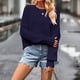thumbnail image 1 of Suéter de cuello redondo para mujer, moda, suelto, talla grande, color, manga larga, tops, suéter para mujer, 1 of 4