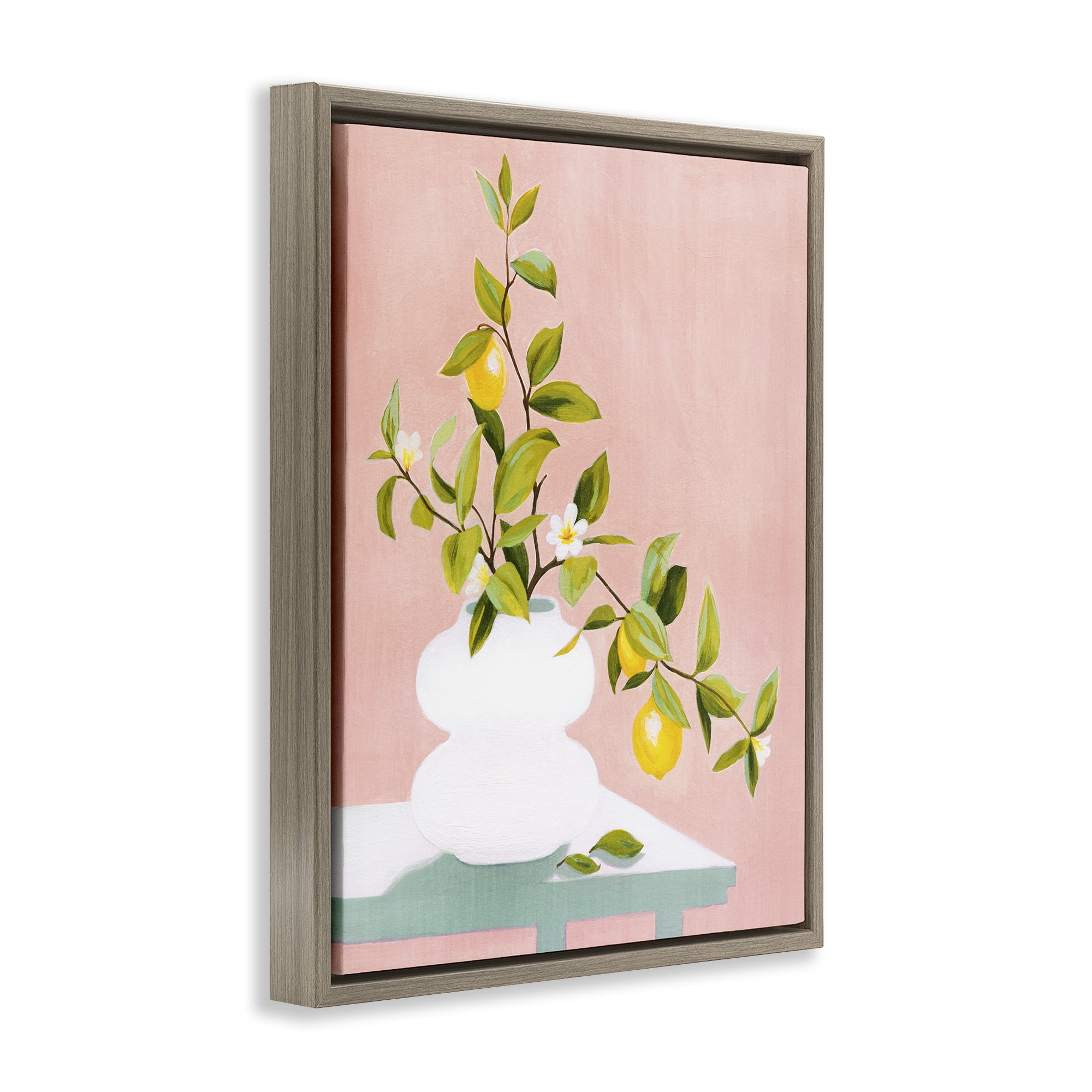Stupell Industries Afternoon Limoncello Plant Brown Framed Floater Canvas Wall Art, design by Grace Popp