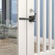 thumbnail image 3 of Pestillo para puerta de jardín, pestillo automático por gravedad, cerradura de puerta de hierro con resorte, con cable ajustable para cercas de metal de jardín, color negro, 11,6 x 6 x 4,3, 3 of 5