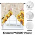 thumbnail image 3 of Rustic Sunflower Swag Curtain Valance for Windows, Bee Country Floral Retro Letter Background Window Treatments Short Swag Topper for Kitchen Windows Bathroom Bedroom, 36"x45", 3 of 8