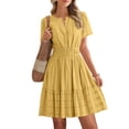 thumbnail image 5 of Kojanyu Women's Spring and Summer Casual Mini Dress – Lightweight Short Sleeve V-Neck Boho Beach Dress with Elastic Waist & Pockets, 5 of 9