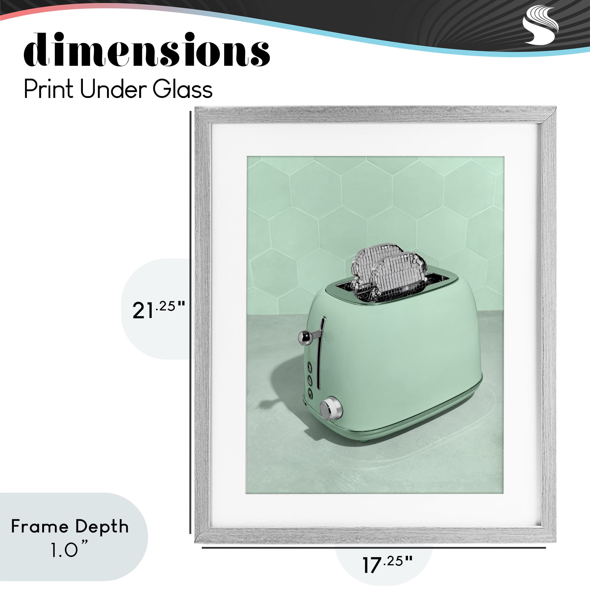 Stupell Industries Disco Toaster Over Green Gray Framed Print Under Glass, design by LISH Creative