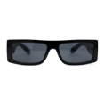thumbnail image 3 of Square Flat Top Narrow Rectangular Plastic 90s Sunglasses All Black, 3 of 4