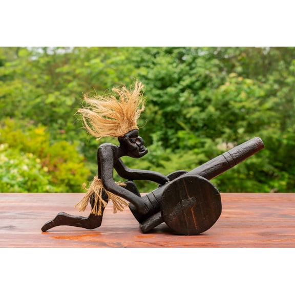Primitive Firing Cannon Tribal Funny Statue Sculpture Tiki Bar Handcrafted Unique Gift Art