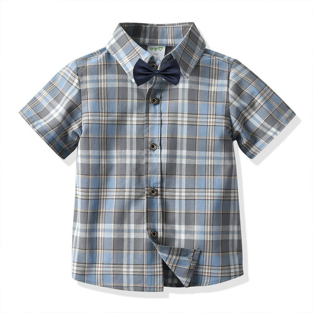 ITFABS Summer Little Boys Shirt, Short Sleeve Lapel Single-breasted Top