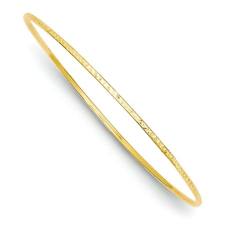 14k Gold 1.5mm Diamond-Cut Slip-on Bangle (Best Bangle Design In Gold)