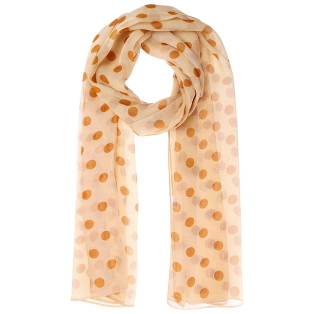 INSPIRAR CHIC Bufanda de gasa retro de lunares de los años 50 para mujeres, ligera, suave y transparente, chales para todas las estaciones 63.0"x19.7" Caqui