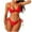 Red, variant on Frostluinai Two Piece Swimsuit for Women Solid V Neck Knot Front Push Up Bikini Bathing Suits Low Rise Side Tie Swimsuits 2025 Beachwear