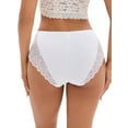thumbnail image 3 of INSPIRE CHIC Women's Lace Mid-Waisted Underwear Comfortable Briefs, Available in Plus Size L White, 3 of 5