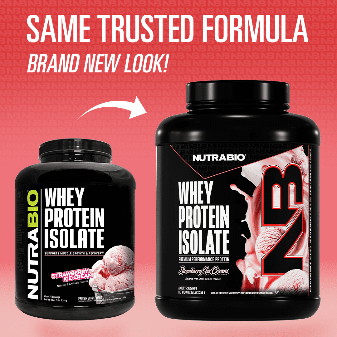 NutraBio Whey Protein Powder Isolate Supplement – 25g of Protein Per Scoop with Complete Amino Acid Profile - Soy and Gluten Free - Zero Fillers and Non-GMO - Strawberry Ice Cream - 5 Lbs.
