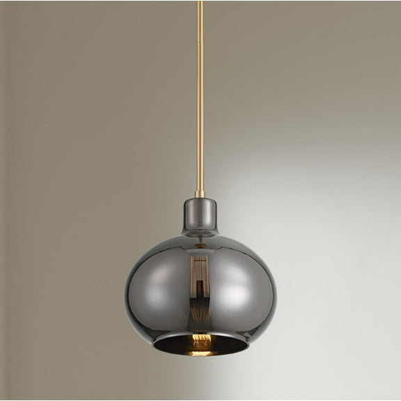 360 Lighting Partridge 9 1/2" Modern Pendant Ceiling Light Fixture Dining Room Over Table Kitchen Island Brass Finish Mirror Glass Mini