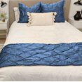 thumbnail image 2 of Luxurious 800 Thread Count Pinch Pleated Bed Runner 3 Pieces with 2 Pillow Shams Solid 100 % Egyptian Cotton Soft Fade-Resistant Easy Care Decorative Bed Scarf Solid Medium Blue, 2 of 4