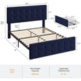thumbnail image 2 of Full Size Velvet Bed Frame with 4 Storage Drawers & Adjustable Headboard, Button Tufted Upholstered Platform Bed with Wooden Slats Support, Noise-Free, No Box Spring Needed, 2 of 8