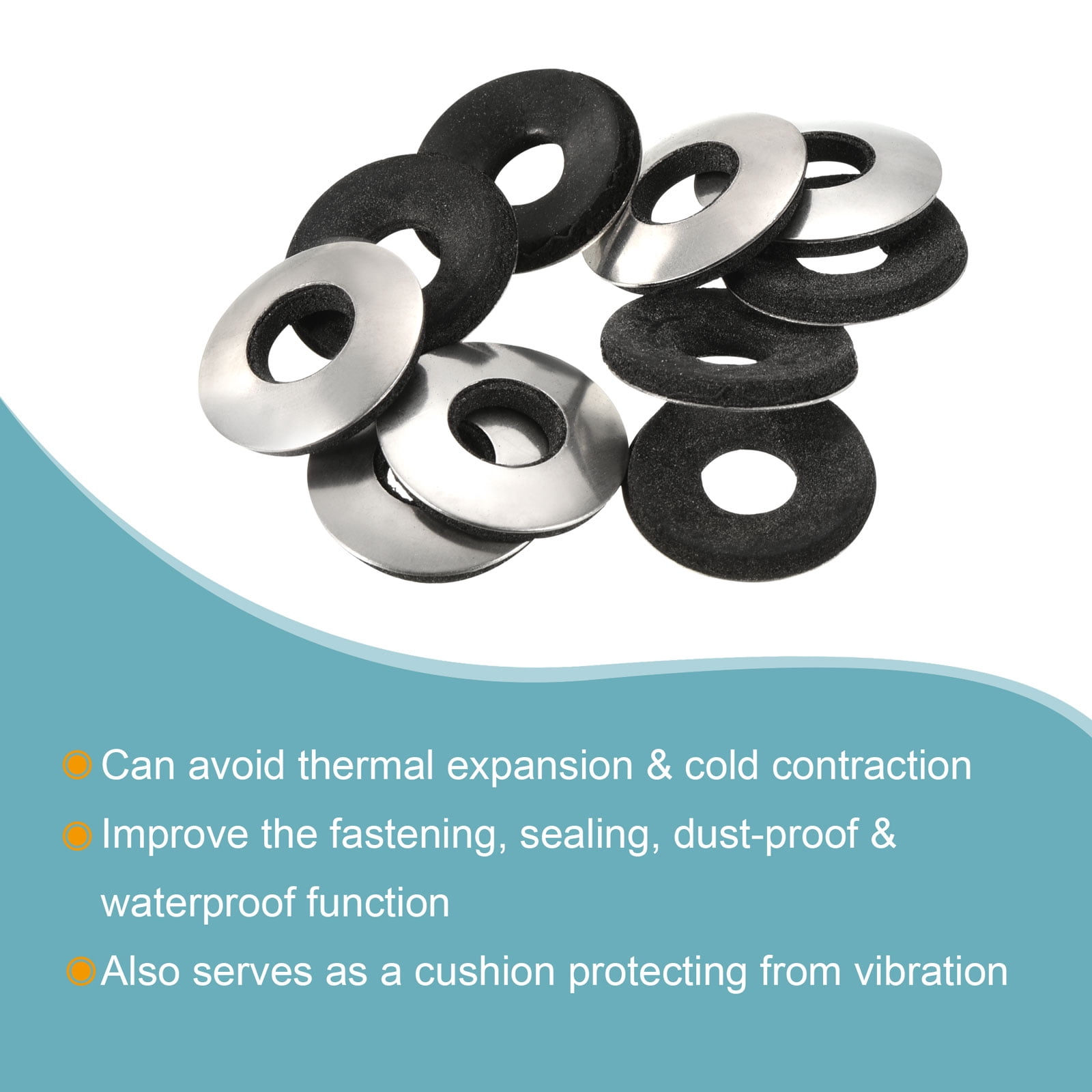 Unique Bargains Carbon Steel And Nitrile Rubber Bonded Sealing Washer 25x8x3.4mm