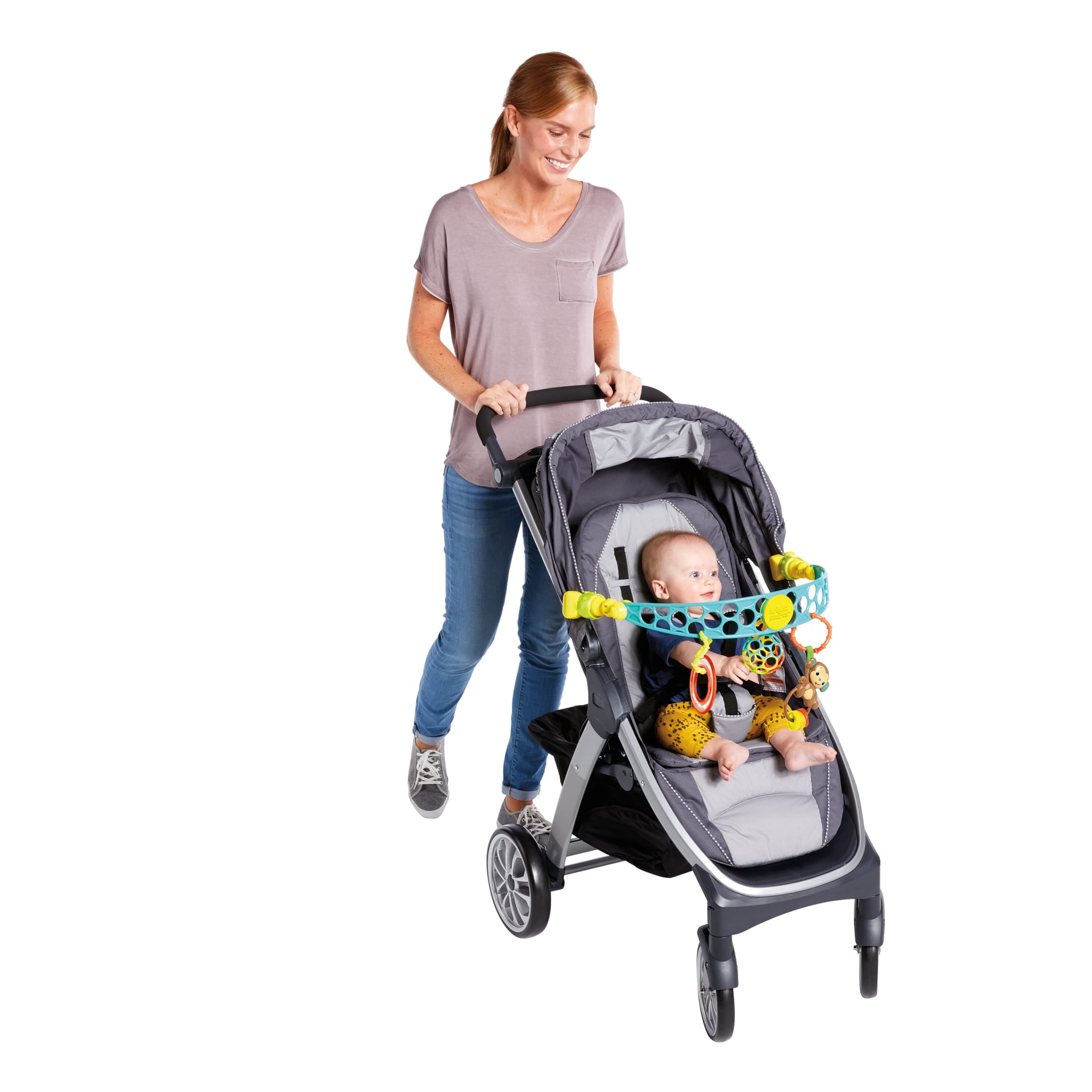 Bright Starts OBall Flex 'n Go Activity Arch Take-Along BPA-free Baby Stroller Toy, Age Newborn+