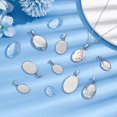 thumbnail image 2 of 24 Sets 3 Sizes Stainless Steel Pendant Cabochon Oval Blank Bezel Pendant with Glass Cabochons Base Pendant Cabochon Settings for Necklaces Jewelry Making Findings DIY, 2 of 4