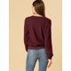 thumbnail image 5 of Allegra K Suéter Tipo Jersey Acanalado Con Mangas De Farol Clásico Para Mujer Vino rojo L, 5 of 6
