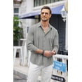 thumbnail image 4 of COOFANDY Mens Long Sleeve Cuban Guayabera Shirt Casual Summer Beach Button Down Shirts, 4 of 7