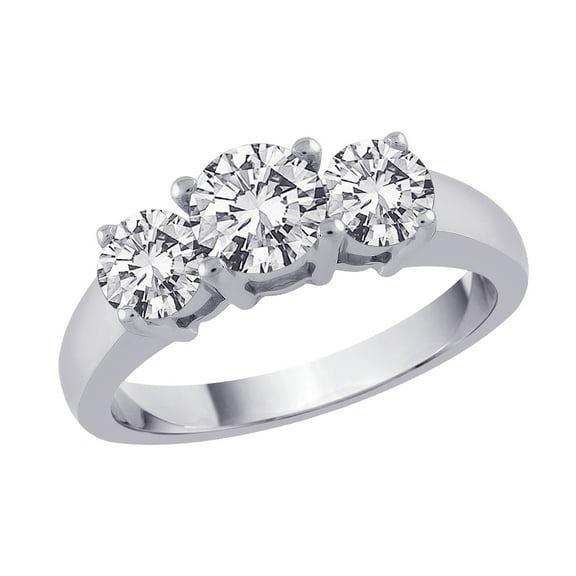 3 Diamond Wedding Band 3/4 ct. in 14K White Gold