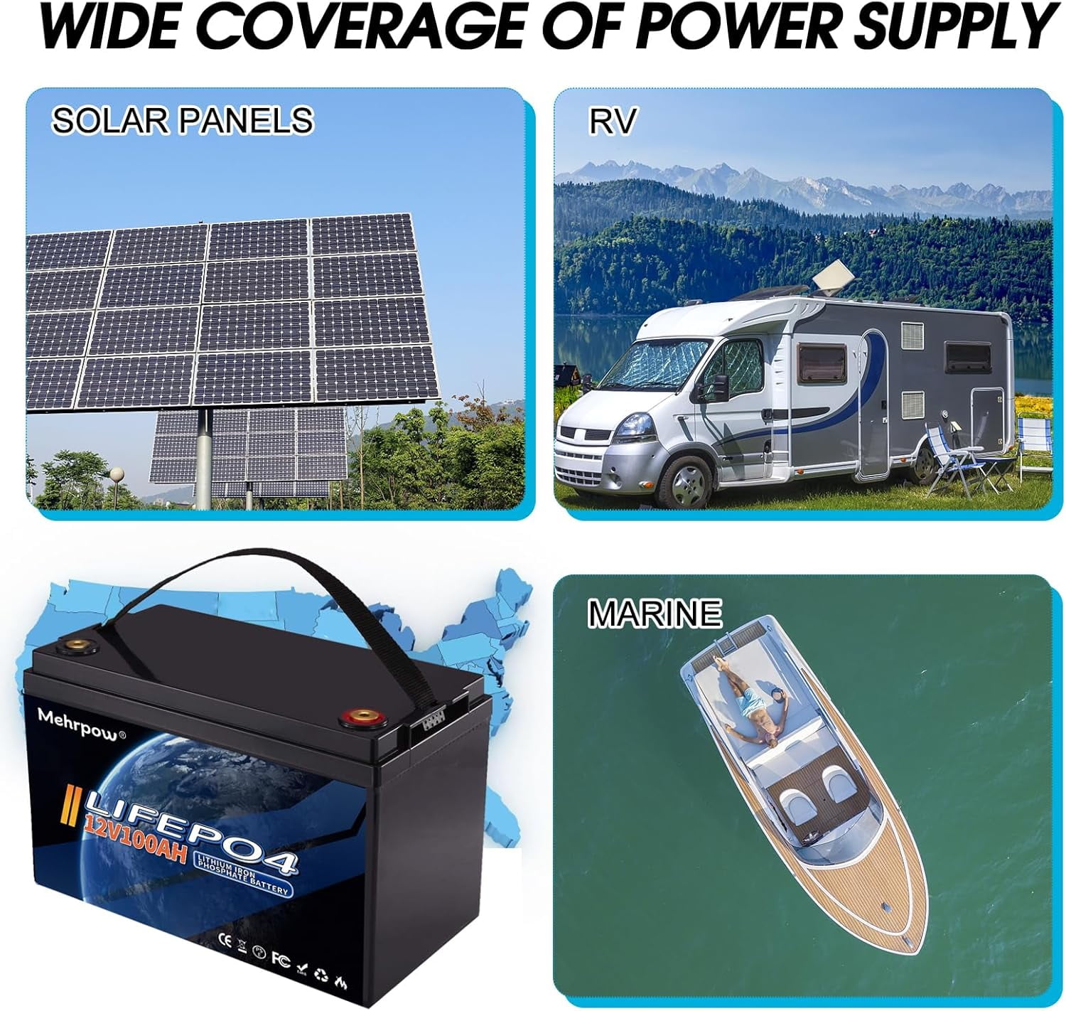 12V 100Ah LiFePO4 Lithium Battery, Bluetooth Lithium Battery,Up to 20000 Cycles, 100A BMS, Max.1280Wh Energy with 10 Years Lifetime Low Temp Cut off, Perfect for Trolling Motor,RV, Solar