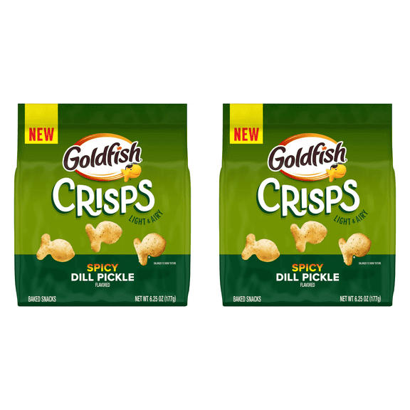 Goldfish Crisps Spicy Dill Pickle Baked Snacks, 6.25 oz pack of 2