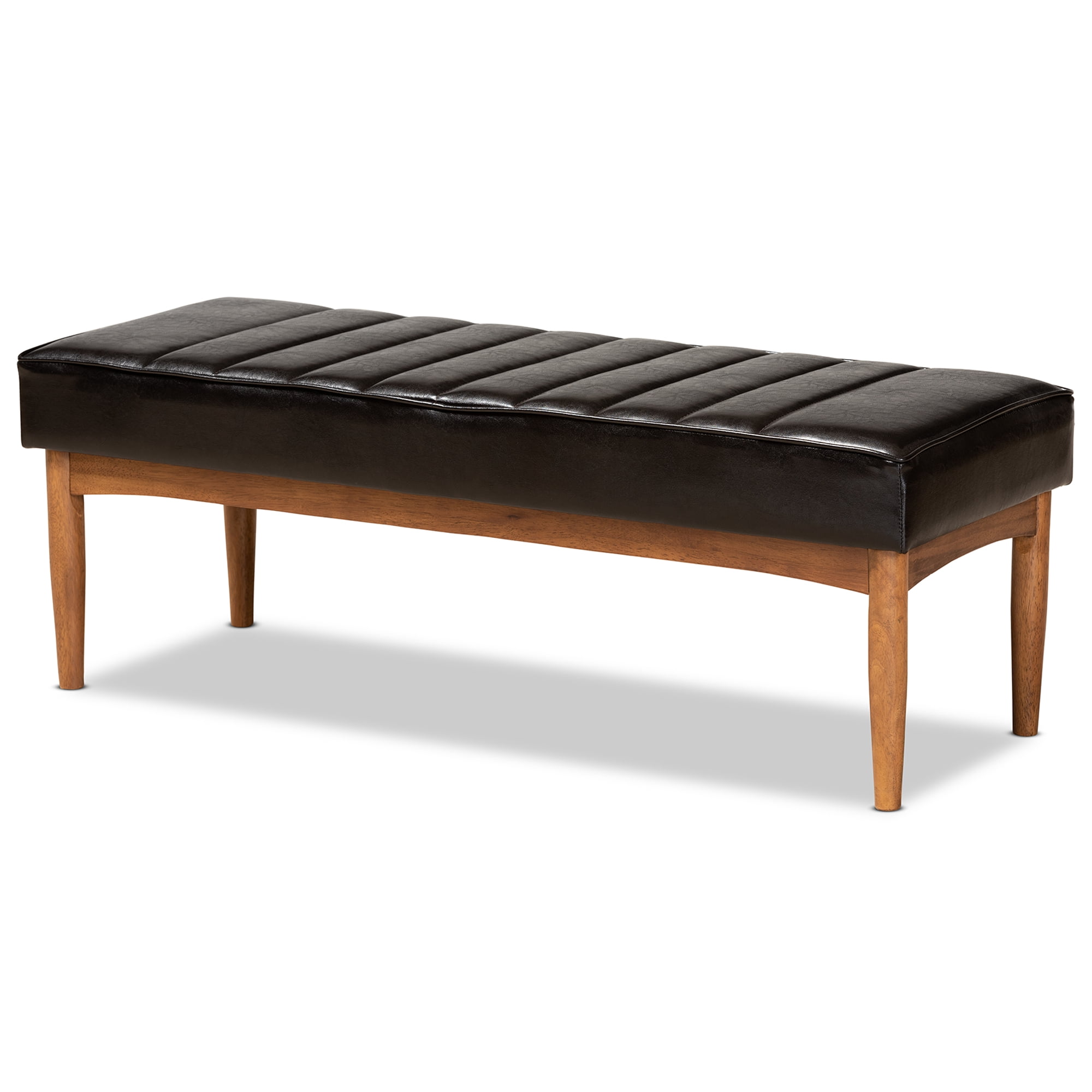 Baxton Studio Daymond Upholstered & Tufted Bench, Dark Brown