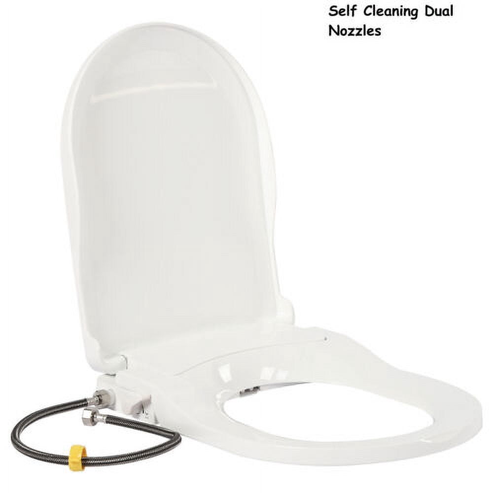 Non-Electric Bidet Toilet Seat Dual Nozzle Fresh Water Spray D-Shape