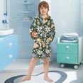 thumbnail image 5 of FORMRS Niños Bathrobe Unisex Hooded Robe Soft Plush Pajamas Sleepwear, Size 10-12T, Blue Geometric Flowers, 5 of 7