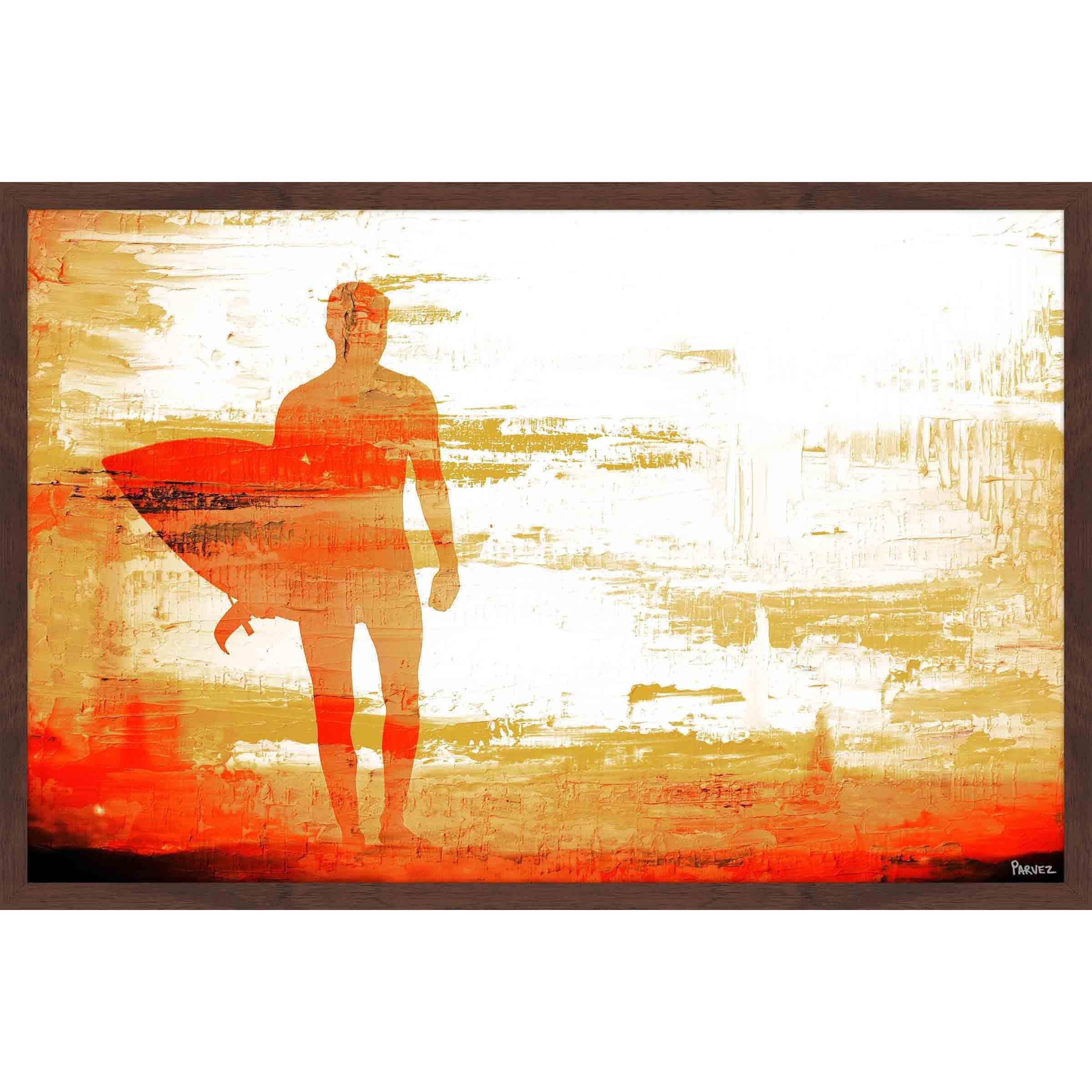 Parvez Taj  - 'Dusk Red Surf' Framed Painting Print 30 x 20