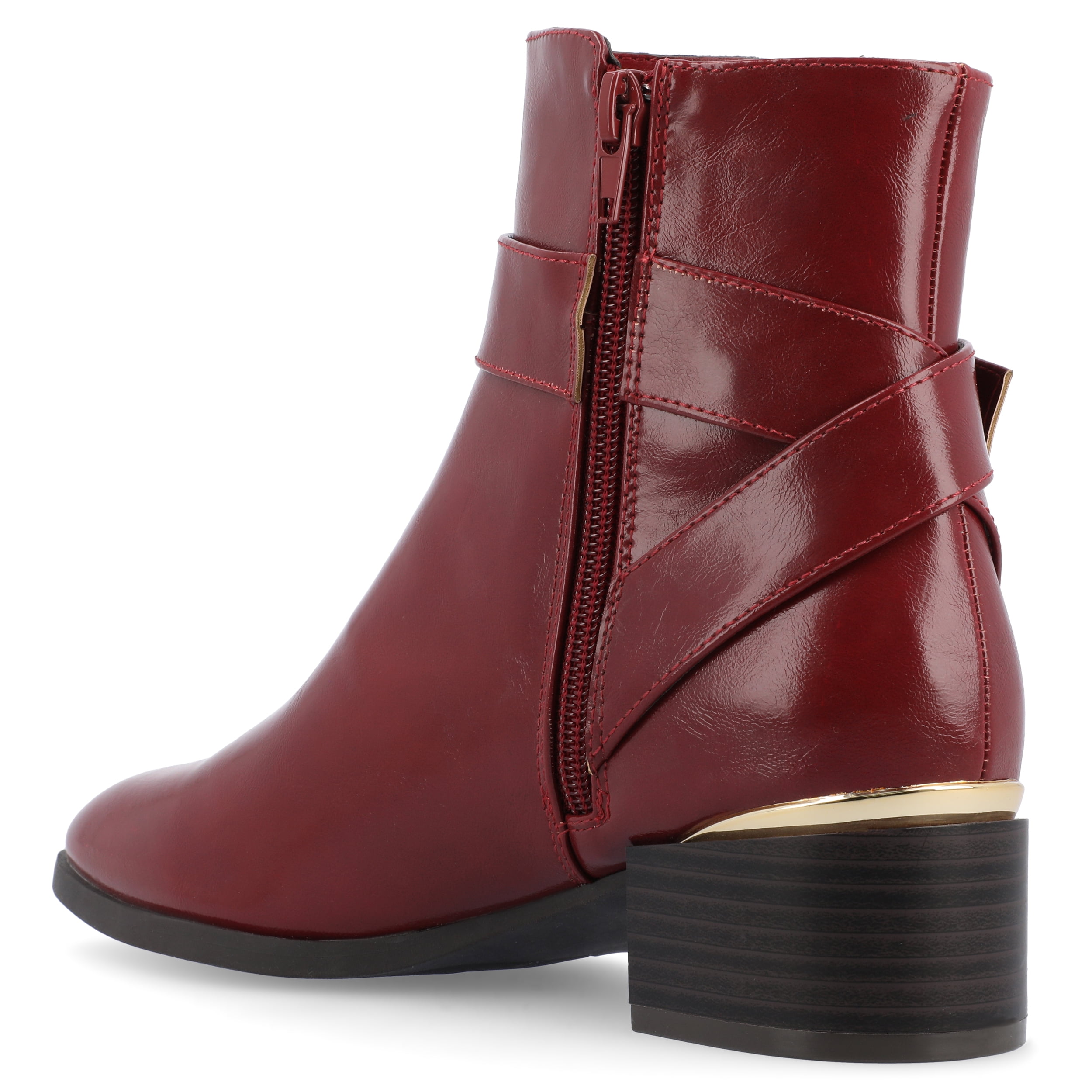 Journee Womens Elley Stacked Block Heel Square Toe Booties