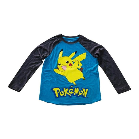 Poke-19 Pikachu Enfants Pokemon Chemise T-shirt Bleu Manches Longues S