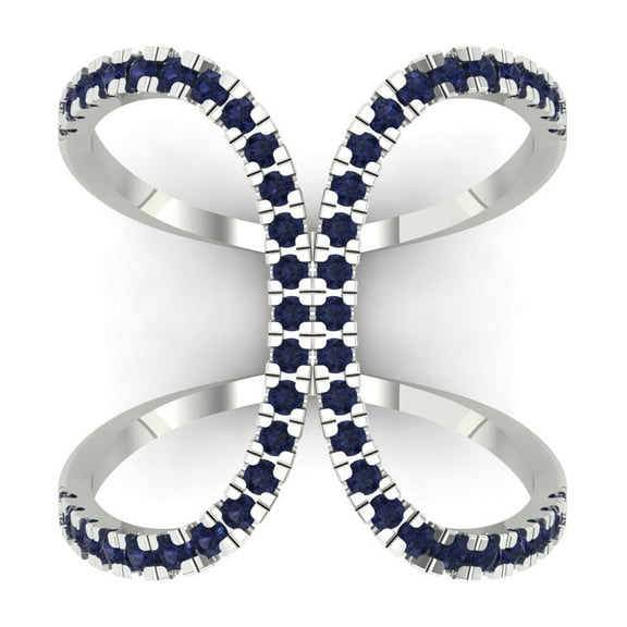 Statement Engagement Ring for Women - 0.5ct Simulated Blue Sapphire in 14K White Gold Promise Ring