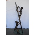 thumbnail image 6 of Nifao Two Kids Climb a Ladder Saving a Cat Bronze Statue – Garden Outdoor Decor Sculpture, 35"L x 24"W x 81"H, 6 of 11