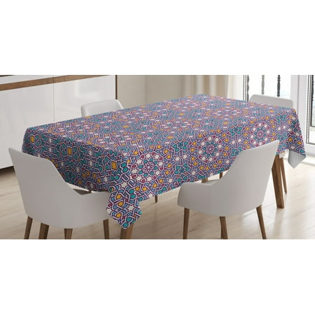 

Moroccan Tablecloth Arabic Star Pattern Traditional Oriental Design Middle Eastern Culture Inspired Rectangular Table Cover for Dining Room Kitchen 52 X 70 Inches Multicolor by Ambesonne