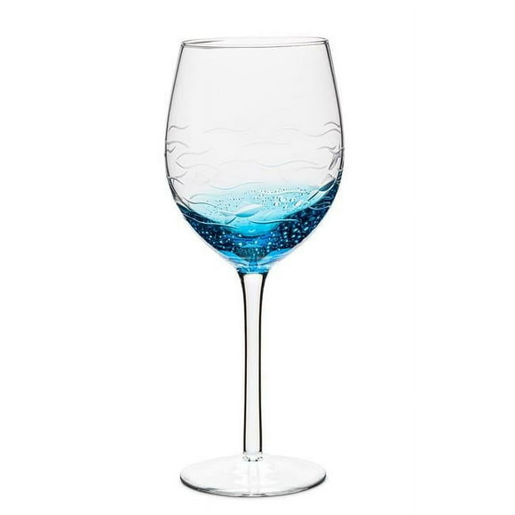Abbott Collection AB-27-SARDINIA-GOB 9 in. Fish Cut Wine Glass, Blue & Clear