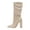Beige, variant on Slouchy Mid Calf Boots for Women Heel Trendy Winter Boots Pull on Long Booties