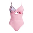 thumbnail image 6 of shoper Swimsuit for Girls 14-16 Tropical Swimsuit for Girls with Back and Skirt Cover Up Youth Swimwear Pink 11-12Y, 6 of 8