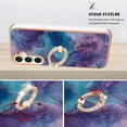 thumbnail image 3 of SaniMore for Samsung Galaxy S22 Case, Marble Pattern 3 in 1 Heavy Duty Shockproof Full Body Hard PC+IMD Bumper Drop Protective Women Girls Cover Rotating Ring Bracket Stand for Galaxy S22, Purple, 3 of 10