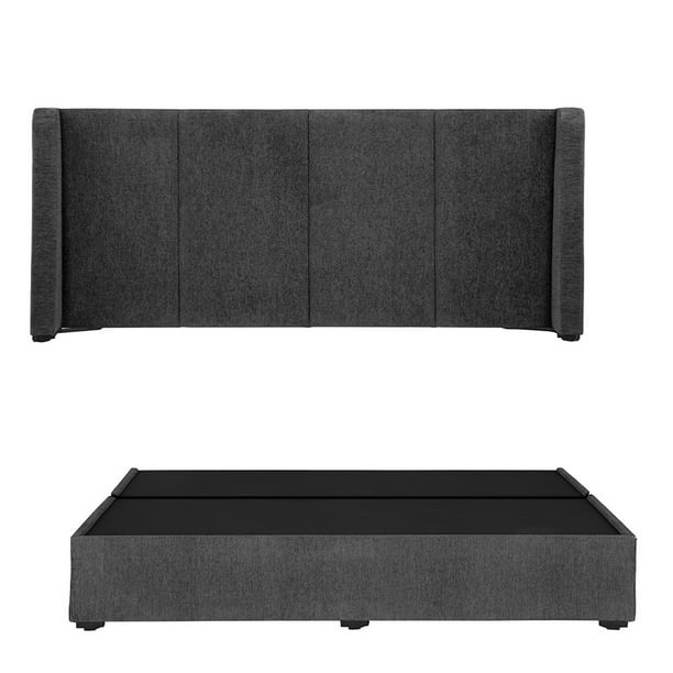 Box Base Cama Queen Size + Cabecera Milan Gris Carbón