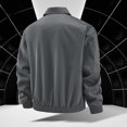 thumbnail image 4 of Mens Big & Tall Bomber Jackets Full Zipper M-5XL Plus Size Long Sleeve Collar Coats with Pockets Casual Solid Motorcycle Outerwear Jacket, 4 of 4
